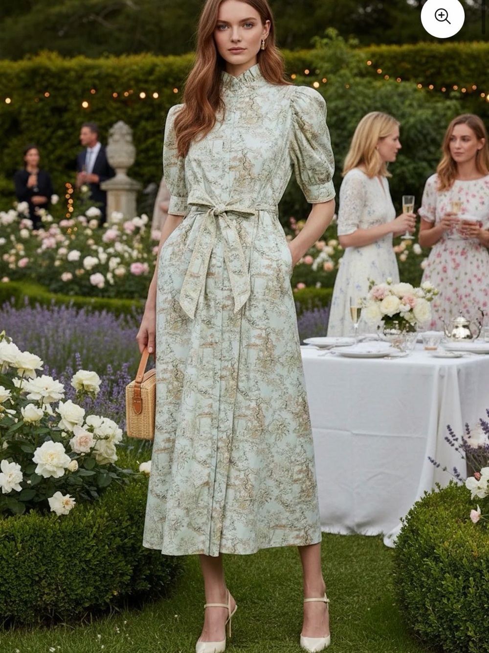 Trish Scully Size M • Jenny Green Floral Vintage Garden Print Midi Dress.